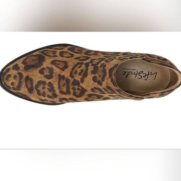 New Life Stride Payton 2 Ankle X Bootie Brown Modern Leopard Fabric 5 - Picture 2 of 5